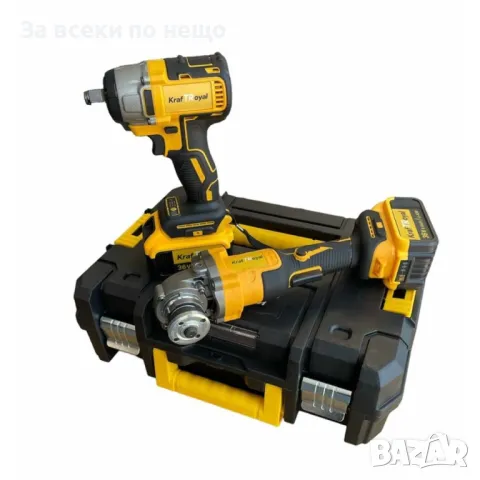 Комплект от акумулаторен ъглошлайф и комбиниран гайковерт 36V 8Ah KraftRoyal