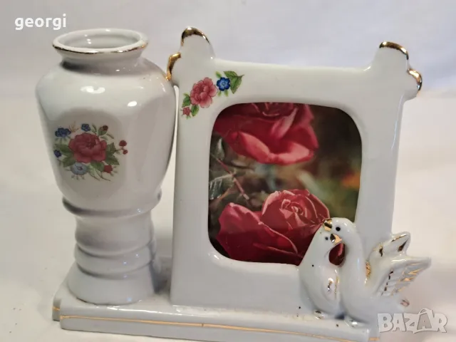 порцеланова рамка за снимка с вазичка 23/3, снимка 2 - Декорация за дома - 49353082