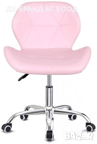 Мобилен стол за бюро / офис стол с дамаска от PU кожа C-K-DC-0098PK, снимка 6 - Столове - 33775878