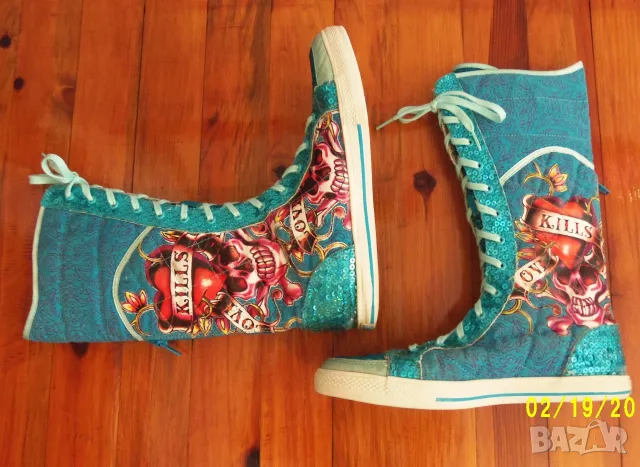 Ed Hardy оригинални дамски кецове UK7,5 /41, снимка 4 - Кецове - 56188081