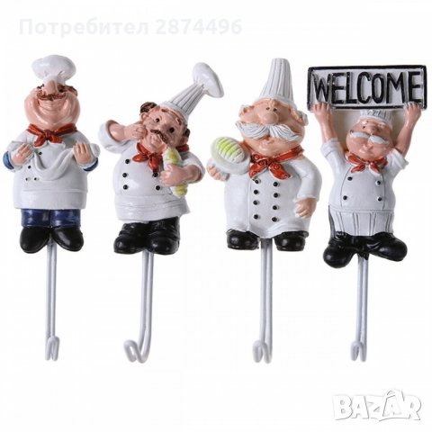 2945 Самозалепващи кухненски закачалки със забавен дизайн на готвач, снимка 6 - Други стоки за дома - 35355989