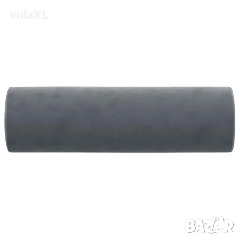 vidaXL Декоративни възглавници, 2 бр, тъмносиви, Ø15x50 см, кадифе, снимка 4 - Възглавници - 56147212