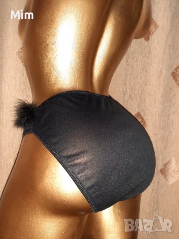 М/L  Черна бикина с черни пухчета , снимка 4 - Бельо - 39025863