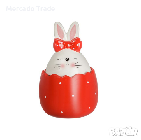 Великденски буркан за сладки Mercado Trade, Яйце, Червено зайче, снимка 2 - Кутии за храна - 44600301