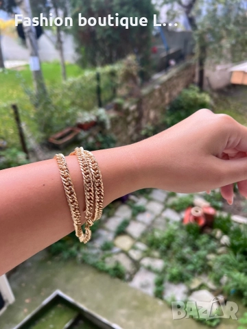Златен синджир с уникална плетка може да се носи и като тройна гривна за ръката , снимка 5 - Колиета, медальони, синджири - 52412295