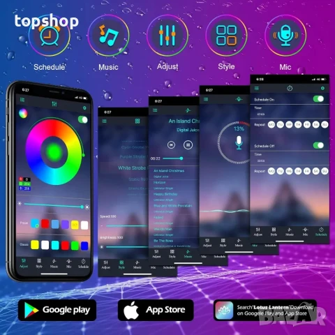 AILBTON 200 фута външни LED ленти, водоустойчиви, IP68 външни LED ленти, водоустойчиви с Bluetooth.., снимка 5 - Лед осветление - 50575463