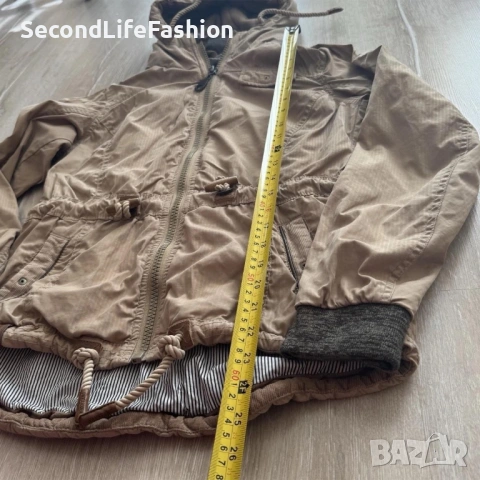 Дамско яке с качулка и цип Naketano пясъчен цвят размер M, снимка 8 - Якета - 53175876