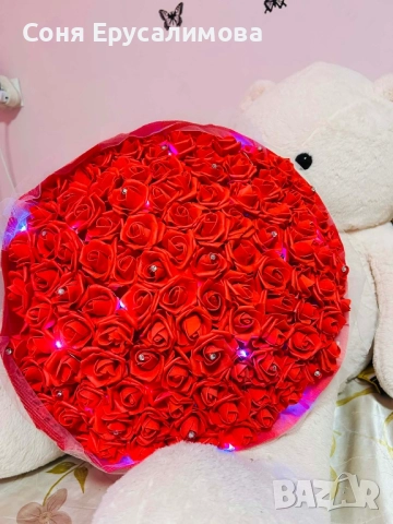 Букет от 101 вечни рози, снимка 2 - Изкуствени цветя - 48053937