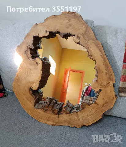 ОГЛЕДАЛО с рамка от дънер с жив вътрешен и външен ръб, снимка 6 - Огледала - 49495693