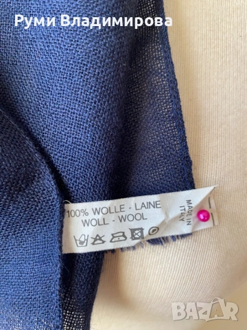 Мъжки, тъмносин шал от 100 % вълна, снимка 6 - Шалове - 53254500