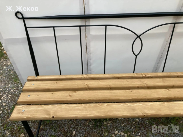 Две красиви пейки - здрава метална конструкция и естествено дърво, снимка 7 - Градински мебели, декорация  - 53905220