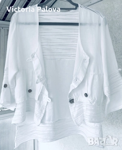 Ефирна ленена блуза в стил Lagenlook - Произведено в Италия