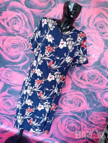 Тъмно синя ретро рокля ХЛ, снимка 1