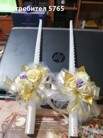 Свещи за сватбен ритуал с украса, снимка 2 - Декорация - 52837607