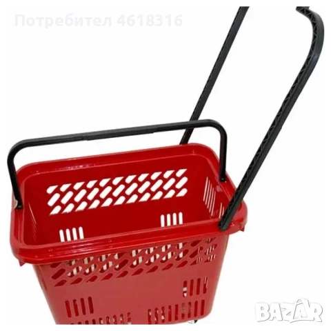 Кошница пласмасова 54л на колелца -червена. , снимка 1