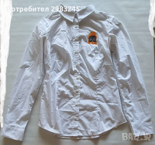 Дамска бяла риза с емблема кученце