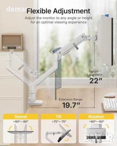 Стойка за монитор monTEK с USB-A/C за ултраширок извит 17-57",до 27 кг, снимка 4 - Стойки, 3D очила, аксесоари - 52280310