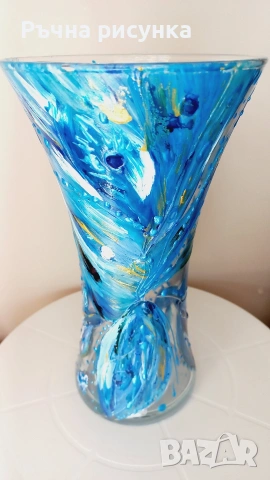 Големи ръчно рисувани стъклени вази, снимка 7 - Декорация за дома - 47083242