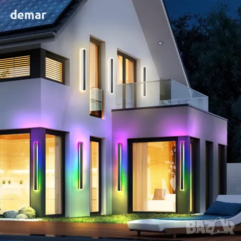 Външни RGB стенни лампи Zihoi, 60CM 2 броя RGB/топло/бяло,дистанционно, снимка 7 - Лед осветление - 47506876