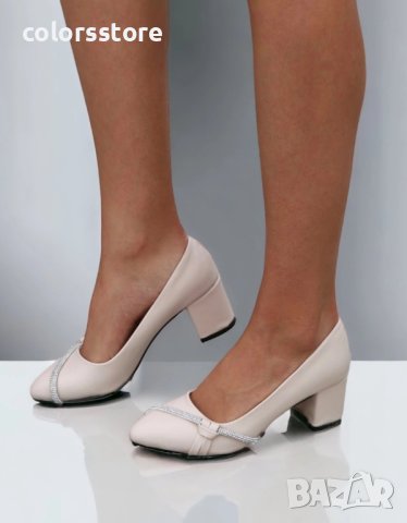Обувки на ток - бежова кожа - QL55 (Големи номера)