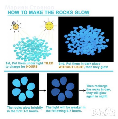 Светещи камъни градински декоративни фосфорни соларни камъчета, снимка 4 - Други - 32026328