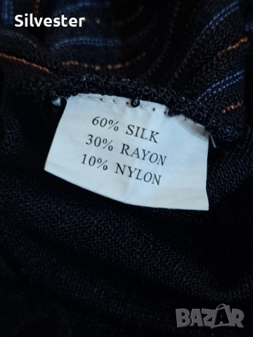 Мъжка черна Копринена блуза с къс ръкав VENEZZI, чисто нова, размер L , снимка 9 - Блузи - 33453623