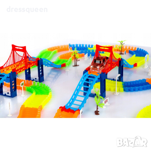 4169  Magic Tracks светеща писта с 2бр. колички, мост, пътни знаци, снимка 6 - Други - 44597129