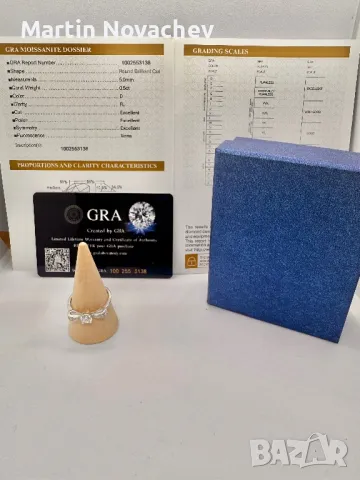 Сребърен пръстен с мойсанит (Диамант) 0.5 карата, снимка 2 - Пръстени - 50101893