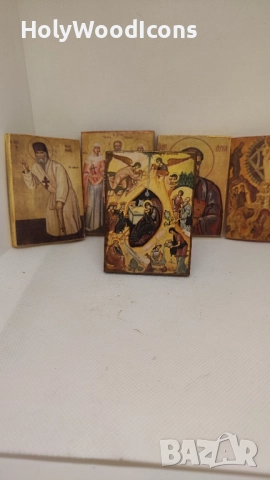 Икона Рождество Христово – дървена православна икона с магнит, 8x6 см, снимка 2 - Икони - 52867232