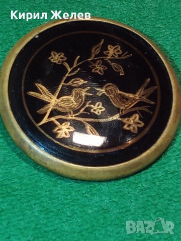 СТАРА РИСУВАНА ЕМАЙЛИРАНА РЯДКА БРОШКА АРТ-ЗНАЧКА ПТИЧКИ 24446, снимка 3 - Антикварни и старинни предмети - 33962662