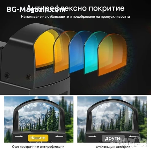 Малък компактен бързомер мерник тактически за пистолет еърсофт въздушна пушка червена зелена точка, снимка 2 - Оборудване и аксесоари за оръжия - 51051113