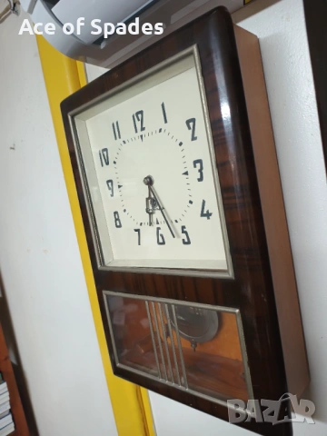 Стар Стенен Часовник ЯНТАР Сделано в СССР Работещ , снимка 5 - Антикварни и старинни предмети - 53898779