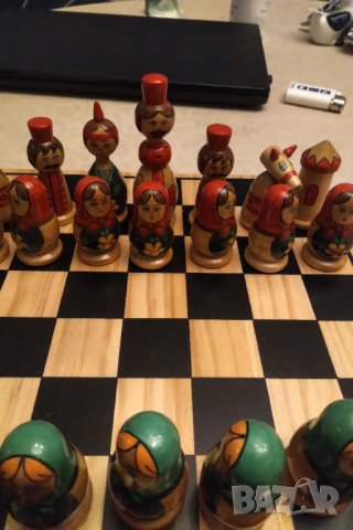 Рядък дървен шах матрьошки РЪЧНА ИЗРАБОТКА, снимка 5 - Шах и табла - 31641822