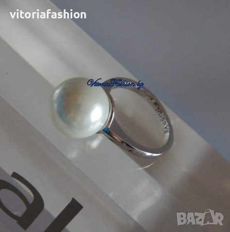 MISAKI – сребърен пръстен с бяла перла, снимка 4 - Пръстени - 44414684