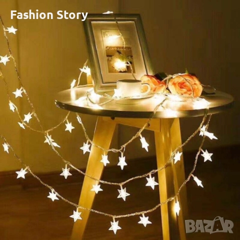 Светещи коледни LED лампички със звездички с щепсел., снимка 5 - Други - 51979599