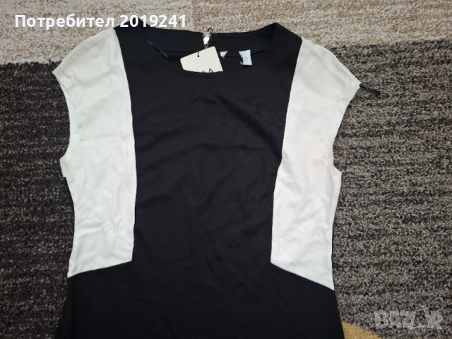 Черна рокля с бели кожени елементи , снимка 3 - Рокли - 53215244