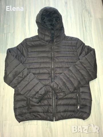 Мъжко черно яке с качулка,2хл