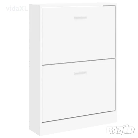 vidaXL Шкаф за обувки, бял, 59x17x81 см, инженерно дърво