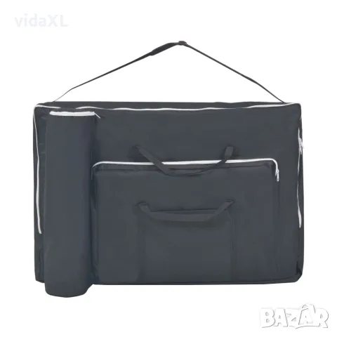 vidaXL Сгъваема масажна кушетка с 3 зони и столче, 10 см пълнеж, черна, снимка 9 - Кушетки - 56146022