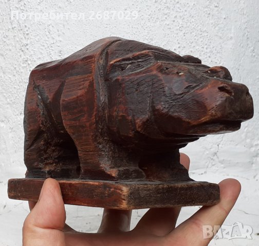 Дървен хипопотам  15 х 9 см, снимка 7 - Статуетки - 34282931