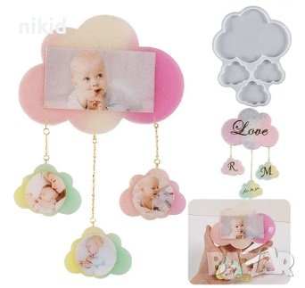 Голям и малки облак облаци пано силиконов молд форма фондан шоколад гипс смола декор