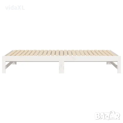 vidaXL Разтегателно дневно легло, бяло, 100x200 см, бор масив, снимка 10 - Спални и легла - 56147952