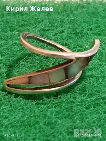 ДИЗАИНЕРСКИ АБСТРАКТЕН ДИЗАЙН СРЕБЪРЕН ПРЪСТЕН с СЕДЕФ АРТ БИЖУ 39867