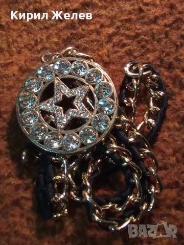 ЗВЕЗДОВИДЕН ЗЛАТИСТ КРИСТАЛЕН АРТ МЕДАЛЬОН ВИНТИДЖ КОЛИЕ 47433, снимка 10 - Колиета, медальони, синджири - 47285552