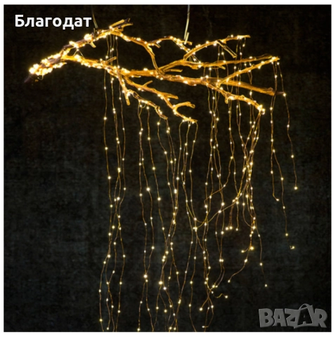 Декоративен сноп от 200 LED светлини, 100-240 V с щепсел, топло бяла светлина. Създайте магия и уют , снимка 6 - Декорация за дома - 52468361
