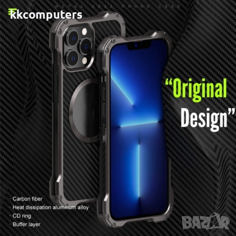 Apple iPhone 13 Удароустойчив R-JUST RJ51 Hollow Метален Калъф и Протектор , снимка 4 - Калъфи, кейсове - 52818925