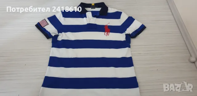 POLO Ralph Lauren USA Flag Pique Cotton Slim Fit Mens Size L  ОРИГИНАЛ! Мъжка Тениска!, снимка 12 - Тениски - 50436379