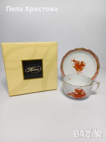  чаша и чинийка за чай от  Herend, снимка 10 - Чаши - 56340028