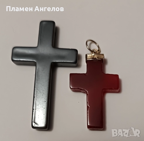 Арт кръстчета 2 брояот хематит и карнеол, снимка 2 - Колиета, медальони, синджири - 52054435