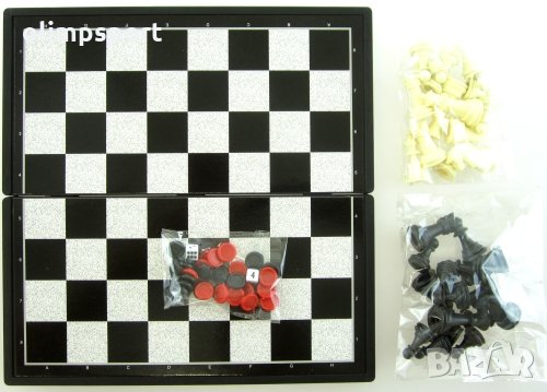 Комплект 3 в 1 класически настолни игри - шах, дама и табла. Комплектът е много удобен при пътувания, снимка 2 - Шах и табла - 31574341